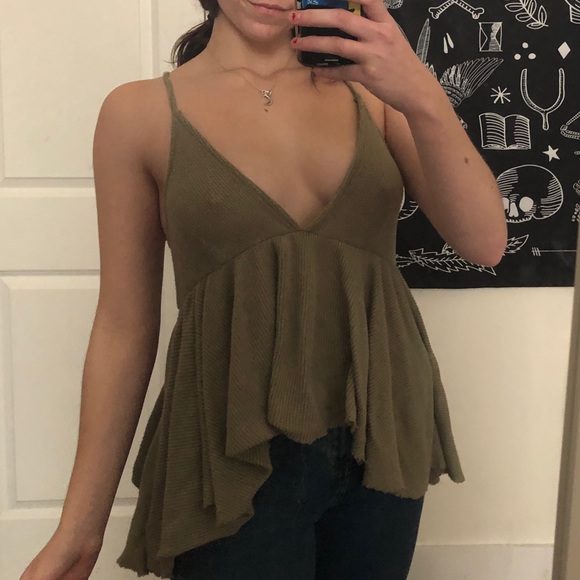 green flowy top